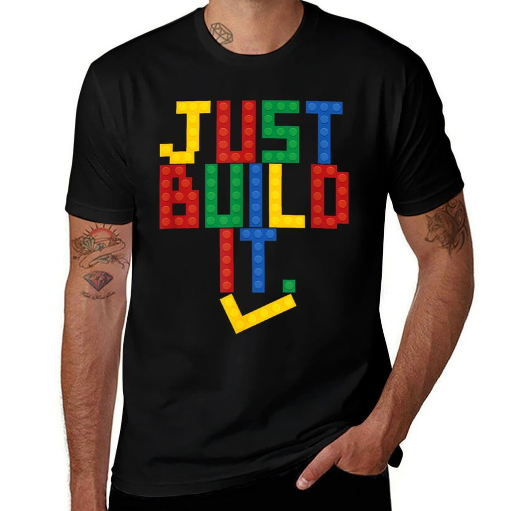 Just Build It Master Builder Building Block Boys Girls  Rolled Sleeves T-Shirt