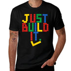 Just Build It Master Builder Building Block Boys Girls  Rolled Sleeves T-Shirt