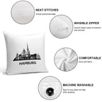 Detailed Hamburg Skyline Silhouette Black Soft Shrink-Resistant Throw Pillow