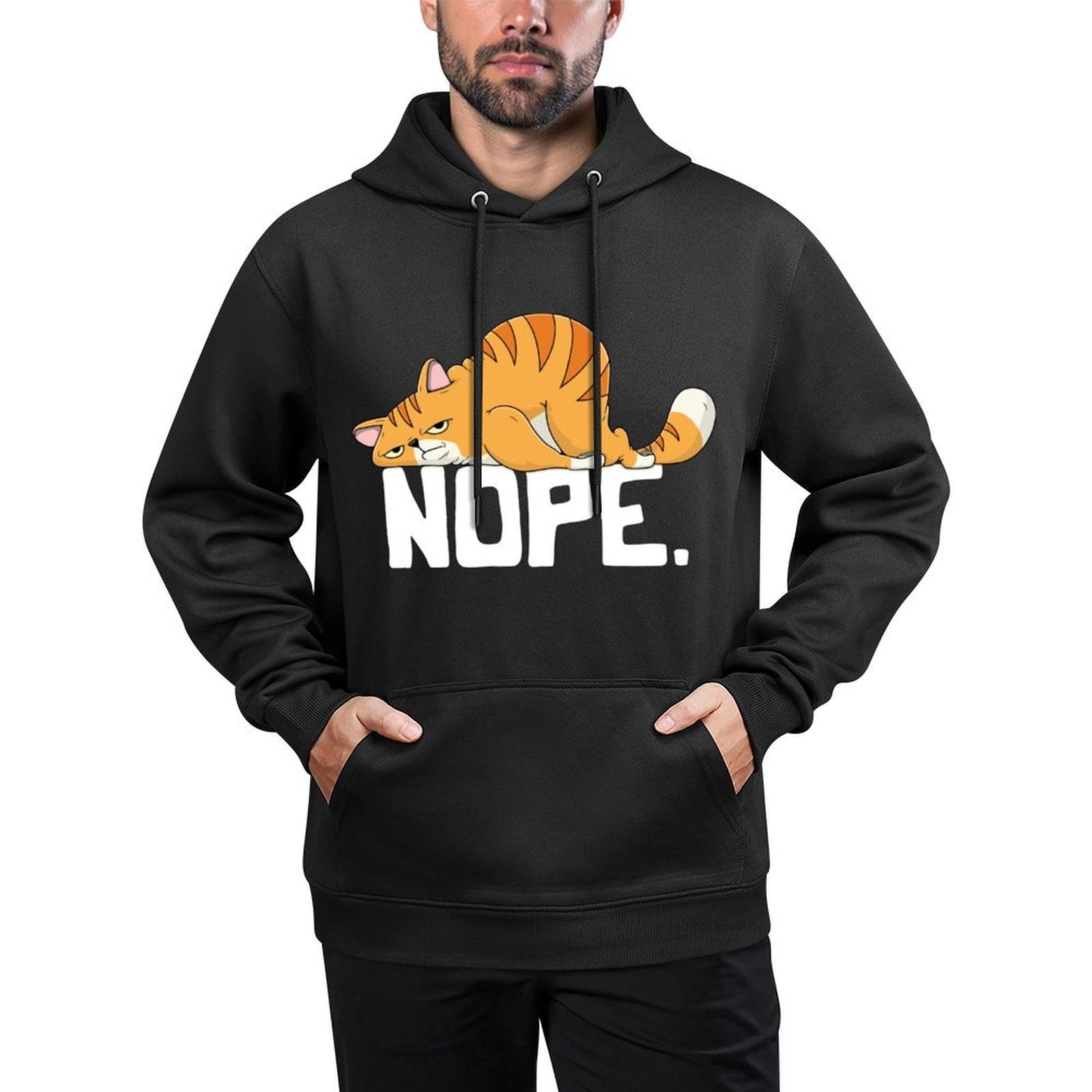 Grapheino Co. Funny Nope Cat Apparel  Gifts Unisex-Adult Cat Lovers Lazy Cat Customizable Surface Hoodie