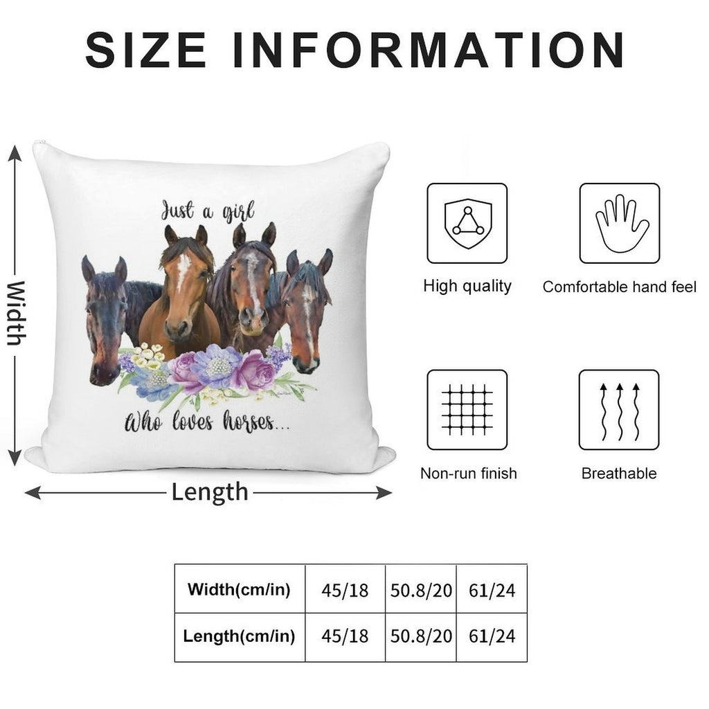 Just A Girl Who Loves Horses A Soft Warmth Comfort Throw Pillow