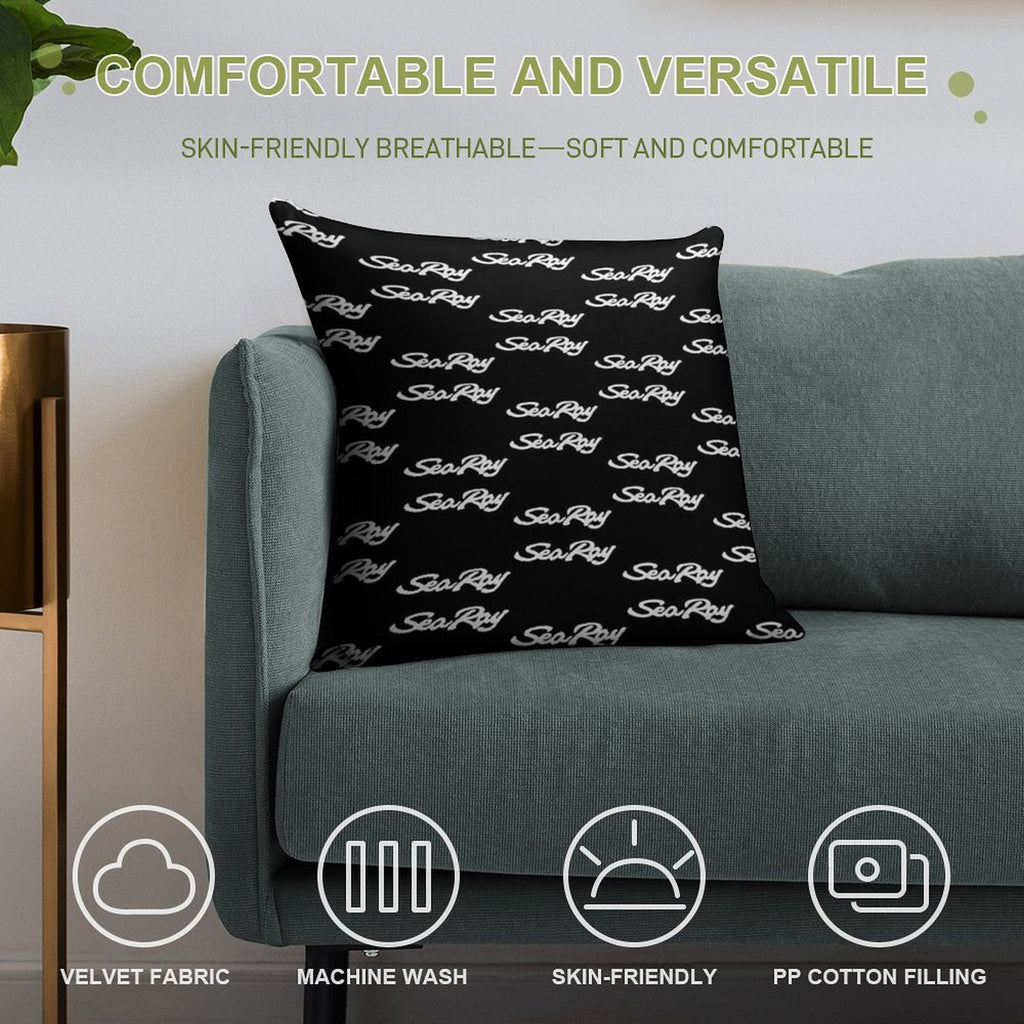 Sea Ray Double Black And White Print Soft Easy Maintenance Throw Pillow