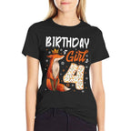 Kids Fox Animal Lovers 4th Birthday Girl Fox B-day 4 Year Old  Moisture-wicking T-Shirt