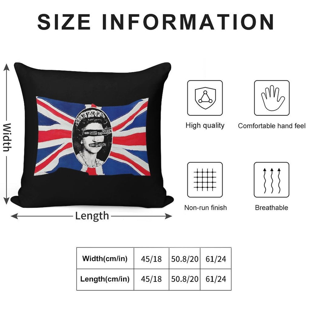 God Save The Queen (HQ) Soft Hidden Zipper Throw Pillow
