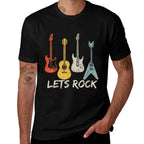 Lets Rock Rock N Roll Guitar Retro Gift Men Women  Oversized Silhouette T-Shirt