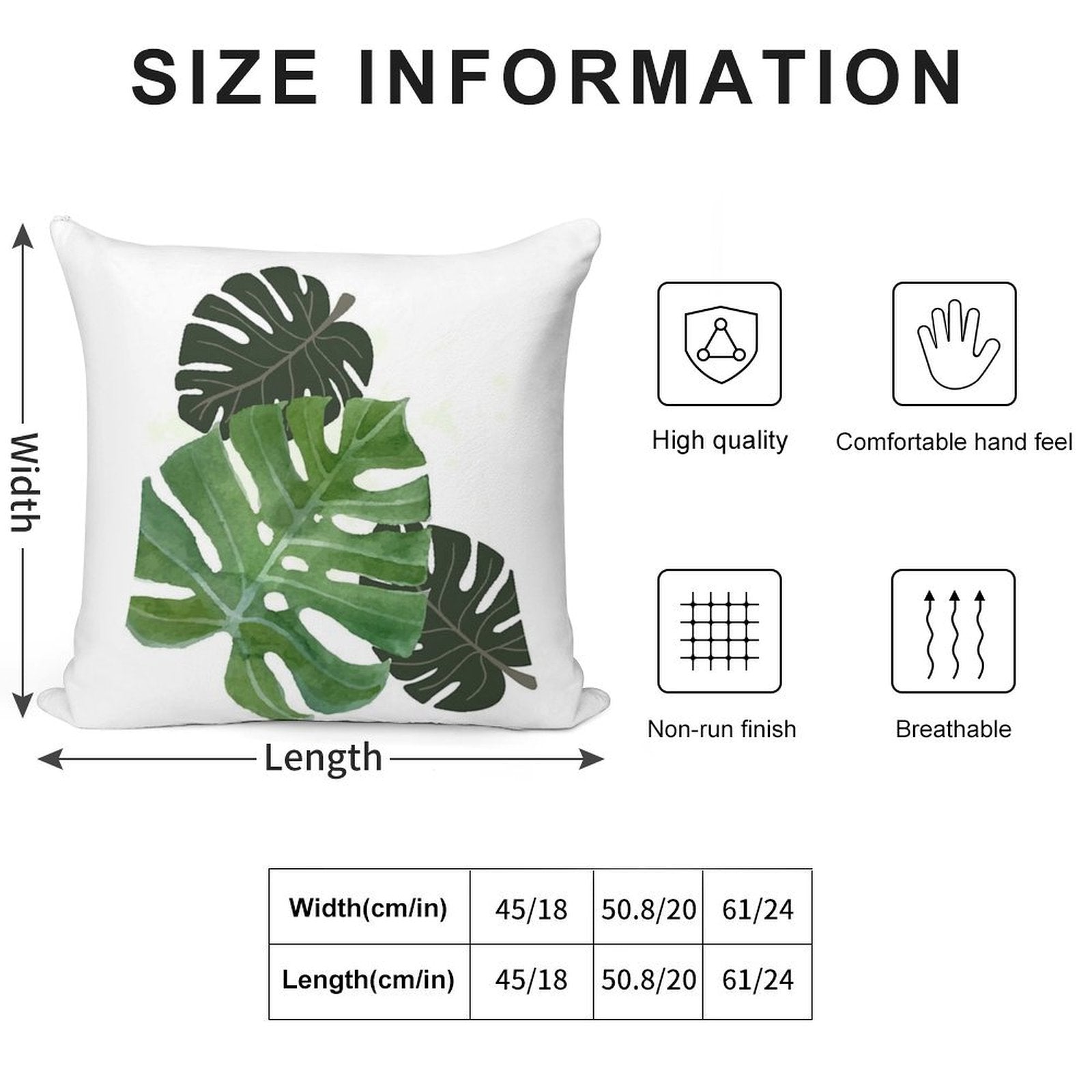 Monstera Leaf Soft Washable Throw Pillow