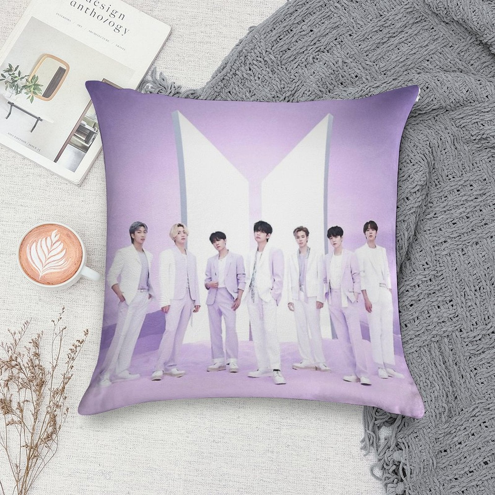 BTS THe Best All Members Soft Skin-Friendly Throw Pillow
