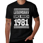 40thbirthdaygifts Legendary Since March 1981 40th Birthday  Graphic-printed T-Shirt