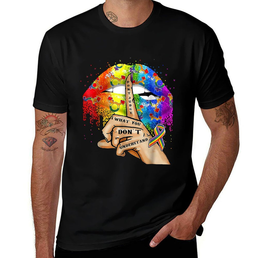 Dont Judge What You Dont Understand LGBT Pride Lips  Polyester Blend T-Shirt