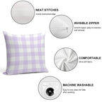 Pastel Purple Gingham Pattern (Large Wide Print) Soft Shrink-Resistant Throw Pillow