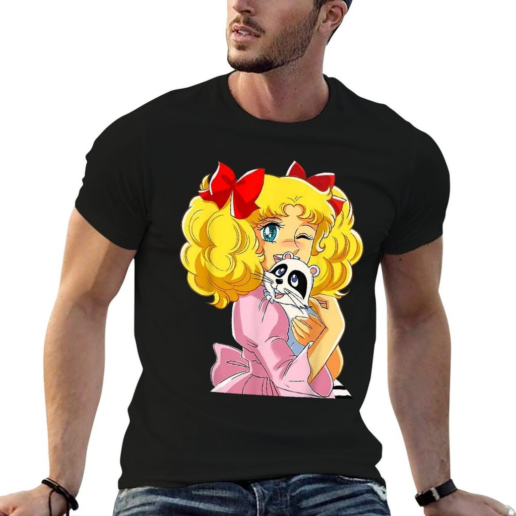 Candy Candy And Raccoon Retro Japanese Vintage 80s Anime  Lightweight T-Shirt