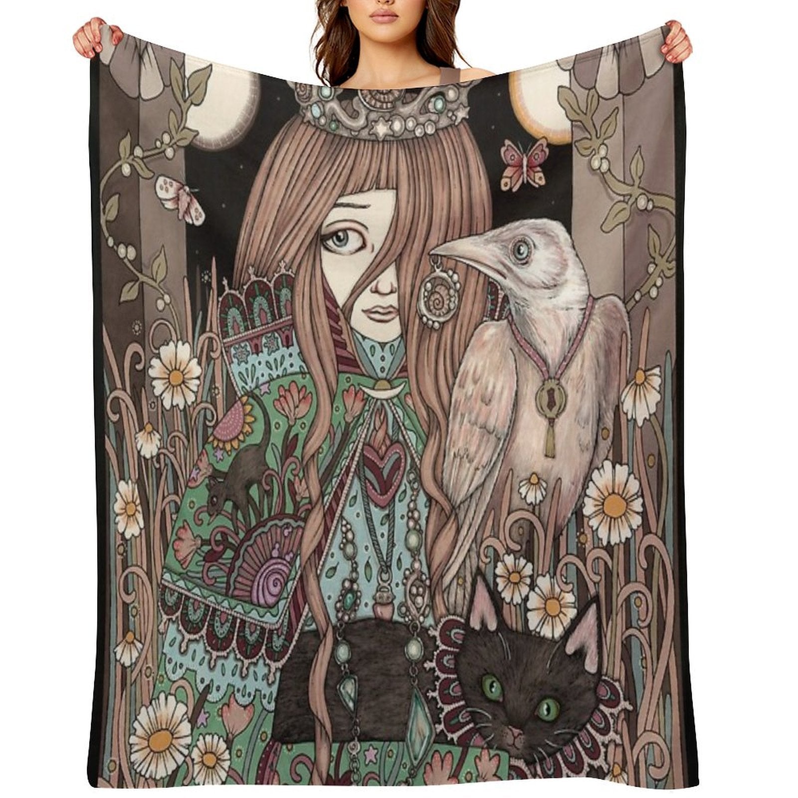 The High Priestess Premium Throw Blanket
