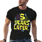 FIVE 5 YEARS LATER 5 Year Old Birthday Gifts for Girls Boy  Oversized Silhouette T-Shirt