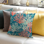 Teal Coral Reef Pattern Soft Multiple Sizes Throw Pillow