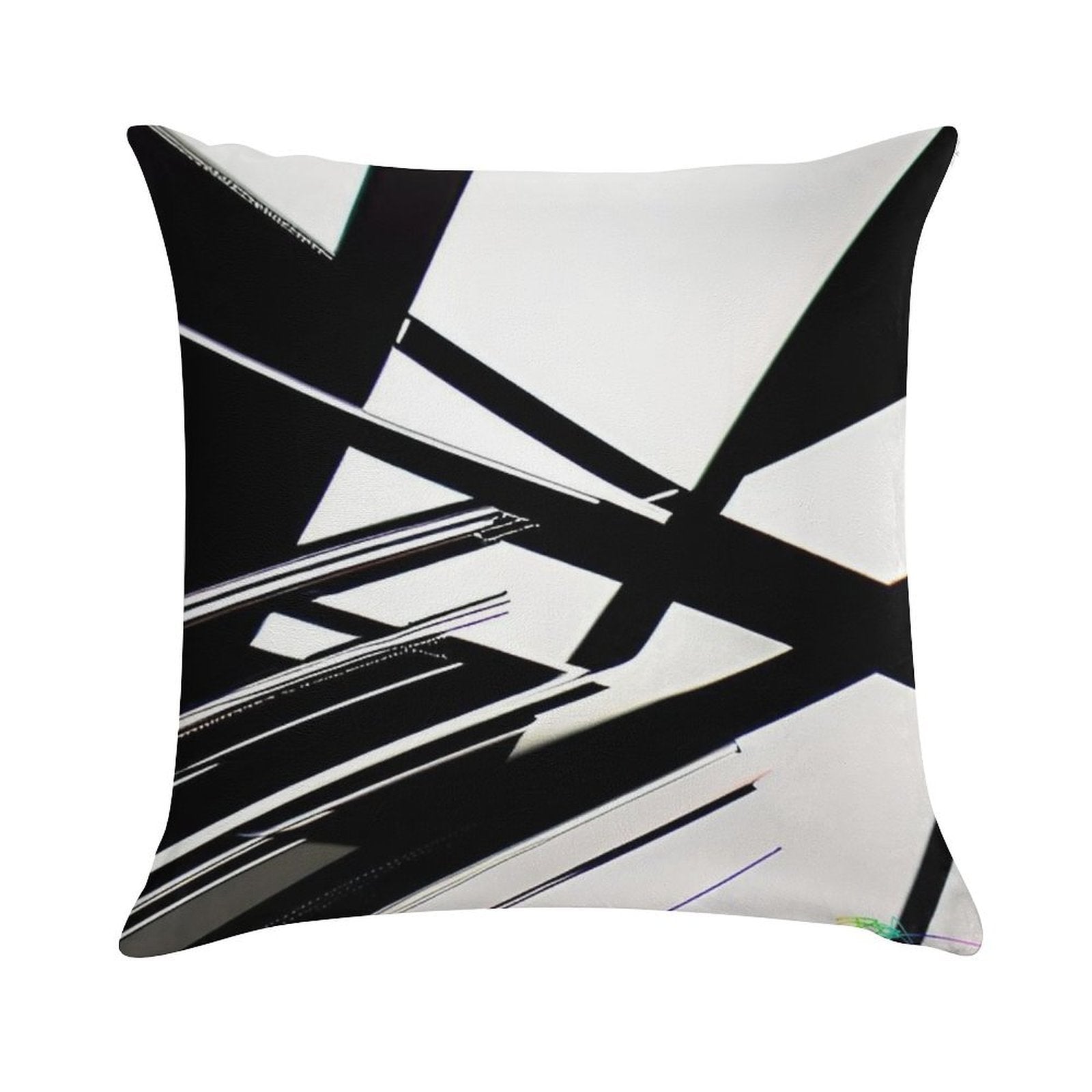 Abstract Geometric Black And White 77 Soft Short Plush Fabric Throw Pillow