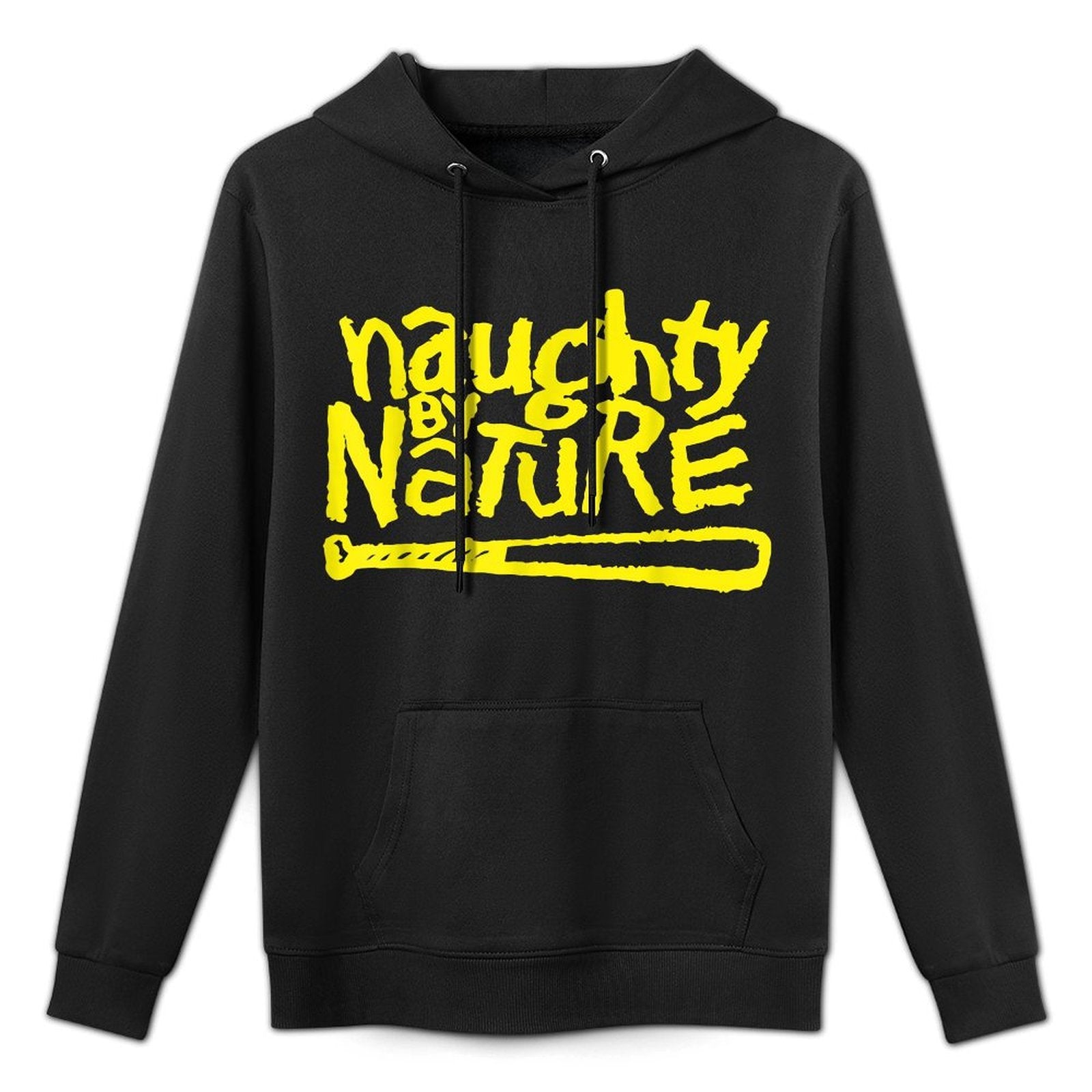 Naughty By Nature – Yellow Logo Black Shape Retention Hoodie