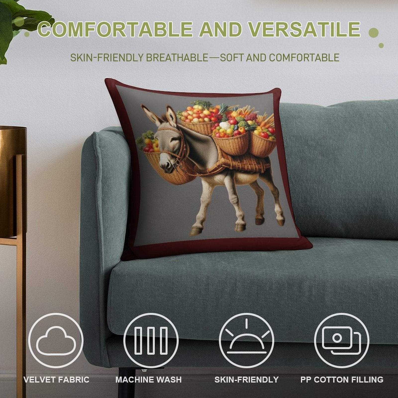 Donkey Market Soft Gift Ready Throw Pillow