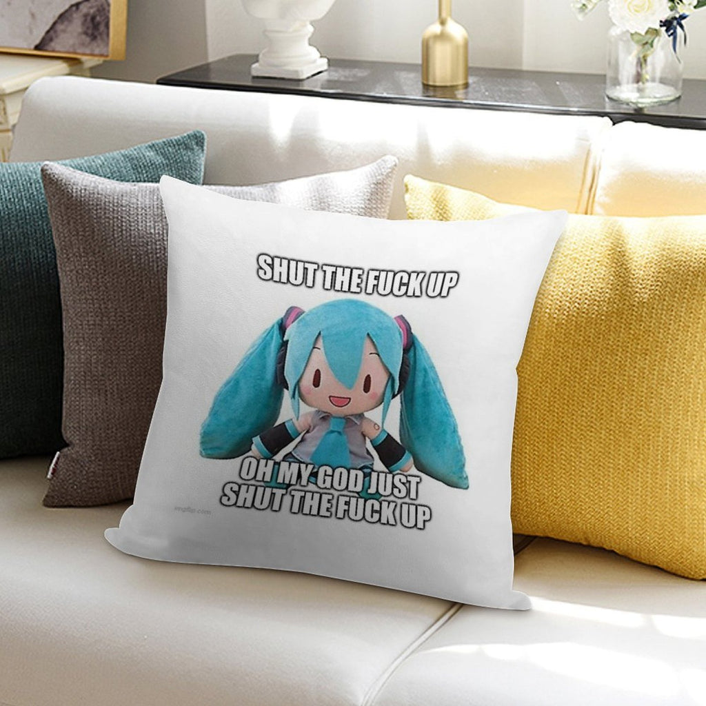 Hatsune Miku Plush Asks U 2 Cease Soft Reinforced Edging Throw Pillow