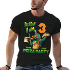 Mademark Xnage Mutant Ninja Turtles - Dude I Am 3 Years Old Mikey Pizza Birthday Party  Affordable Price T-Shirt