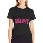 GRAMMY Distressed Simple Jersey Lettering Trendy Hot Pink  Tagless Design T-Shirt