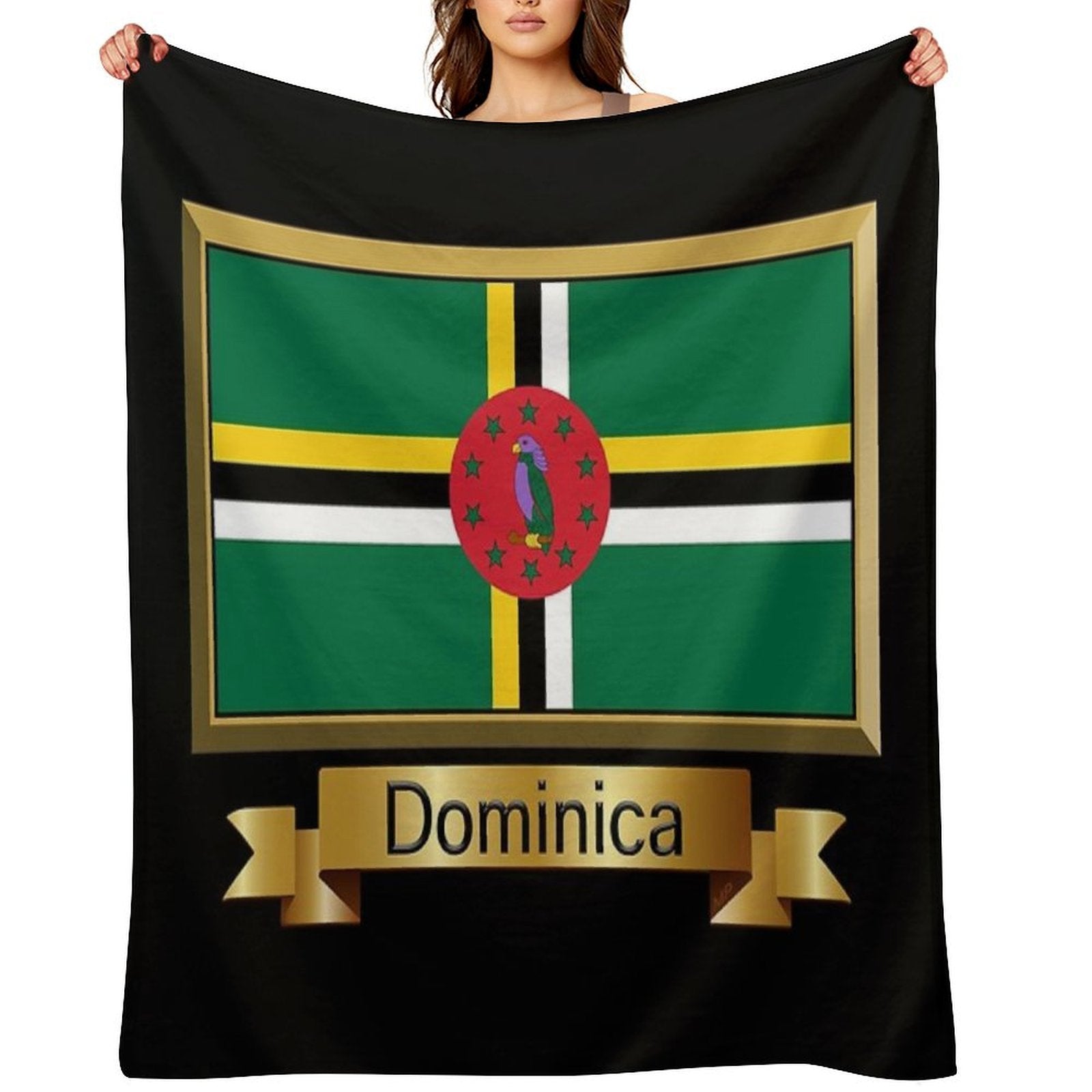 Dominica Flag Gifts, Stickers & Products - Named Lightweight Throw Blanket