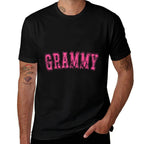 GRAMMY Distressed Simple Jersey Lettering Trendy Hot Pink  Tagless Design T-Shirt