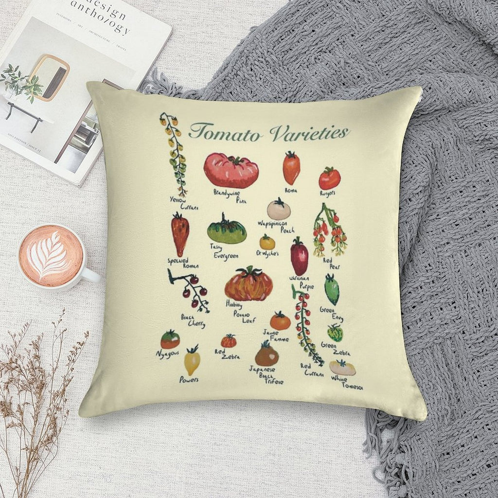 Tomato Varieties Spread Soft Durable Construction Throw Pillow