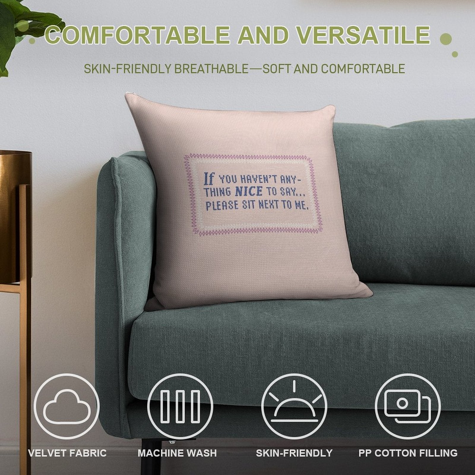 If You Haven't Anything Nice to Say - Pink Soft Washable Throw Pillow