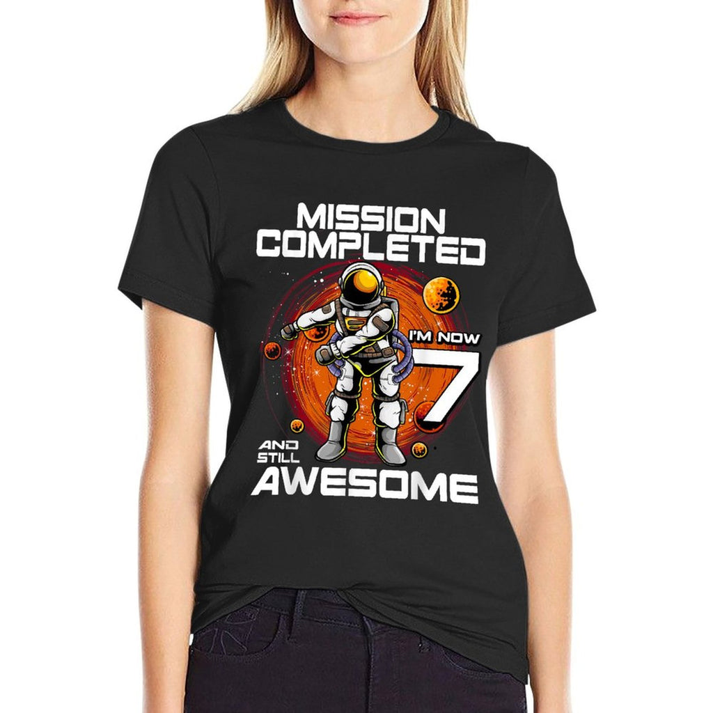 7th Birthday Astronaut 7 Years Old Outer Space Birthday  Vintage-inspired T-Shirt