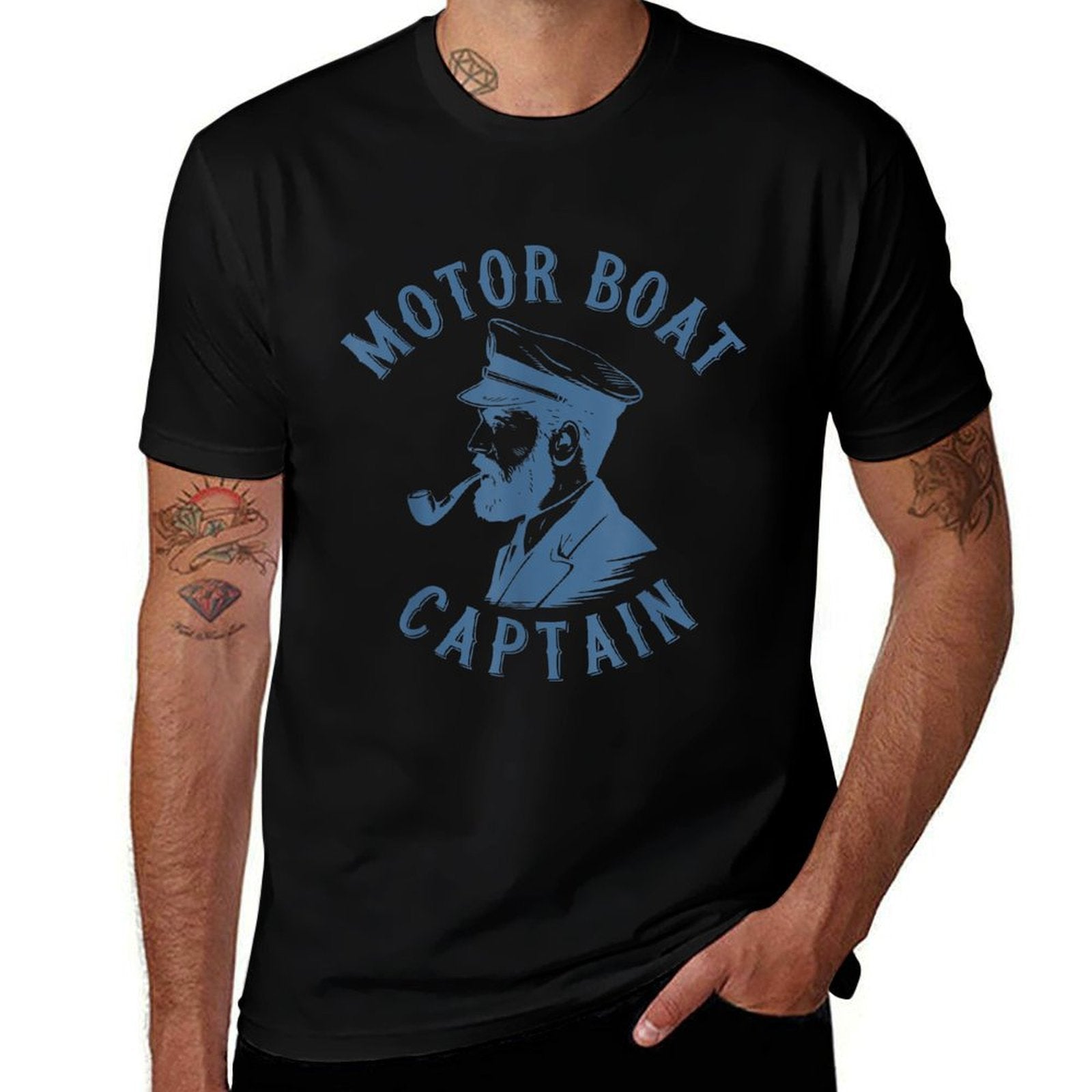 Funny Motor Boat Captain  Heathered Texture T-Shirt