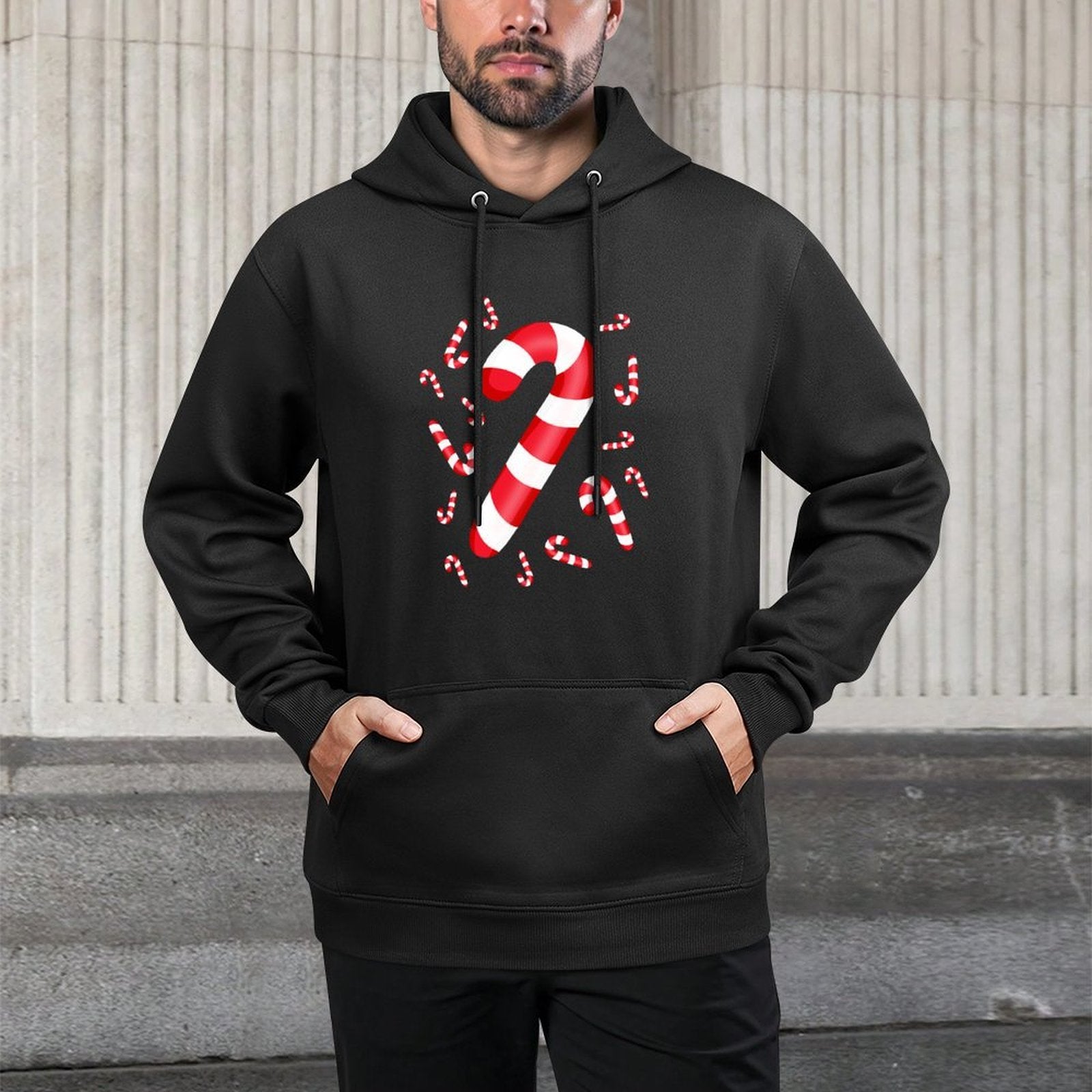 Cute Christmas Candy Cane Candy Xmas Costume Men Women Kids Customizable Surface Hoodie