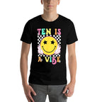 Ten Is A Vibe Groovy 10 Year Old 10th Birthday  Polyester Blend T-Shirt