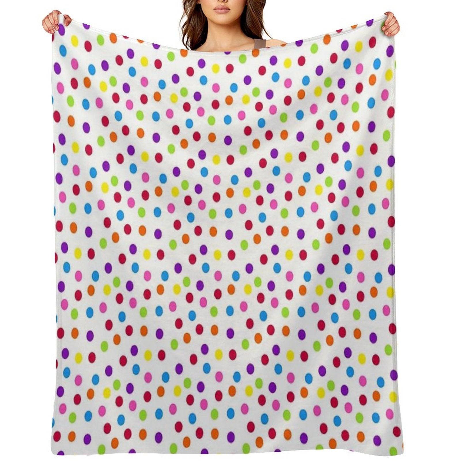 Rainbow Multi-color Confetti Polka Dot All-season Throw Blanket