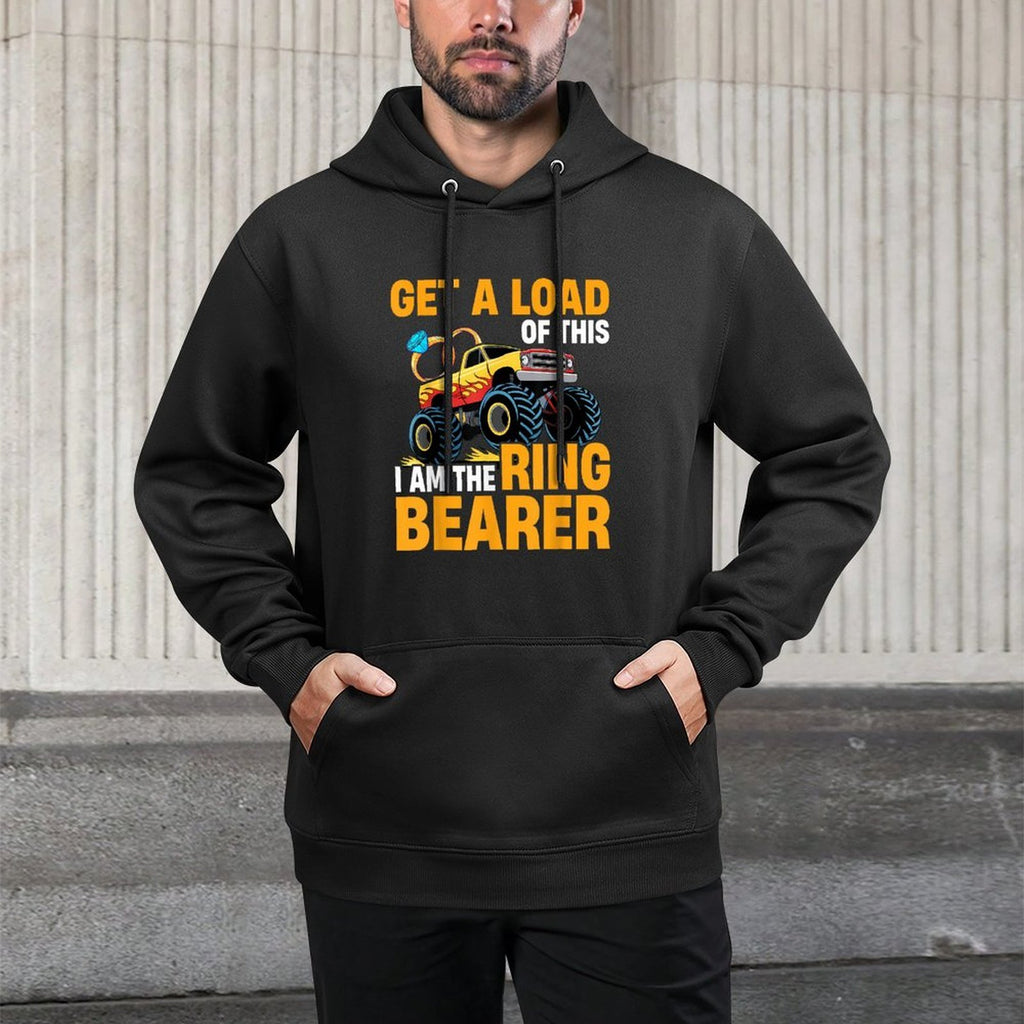 Wedding Iam The Ring Bearer Funny Monster Truck Boys Cotton-Polyester Blend Hoodie