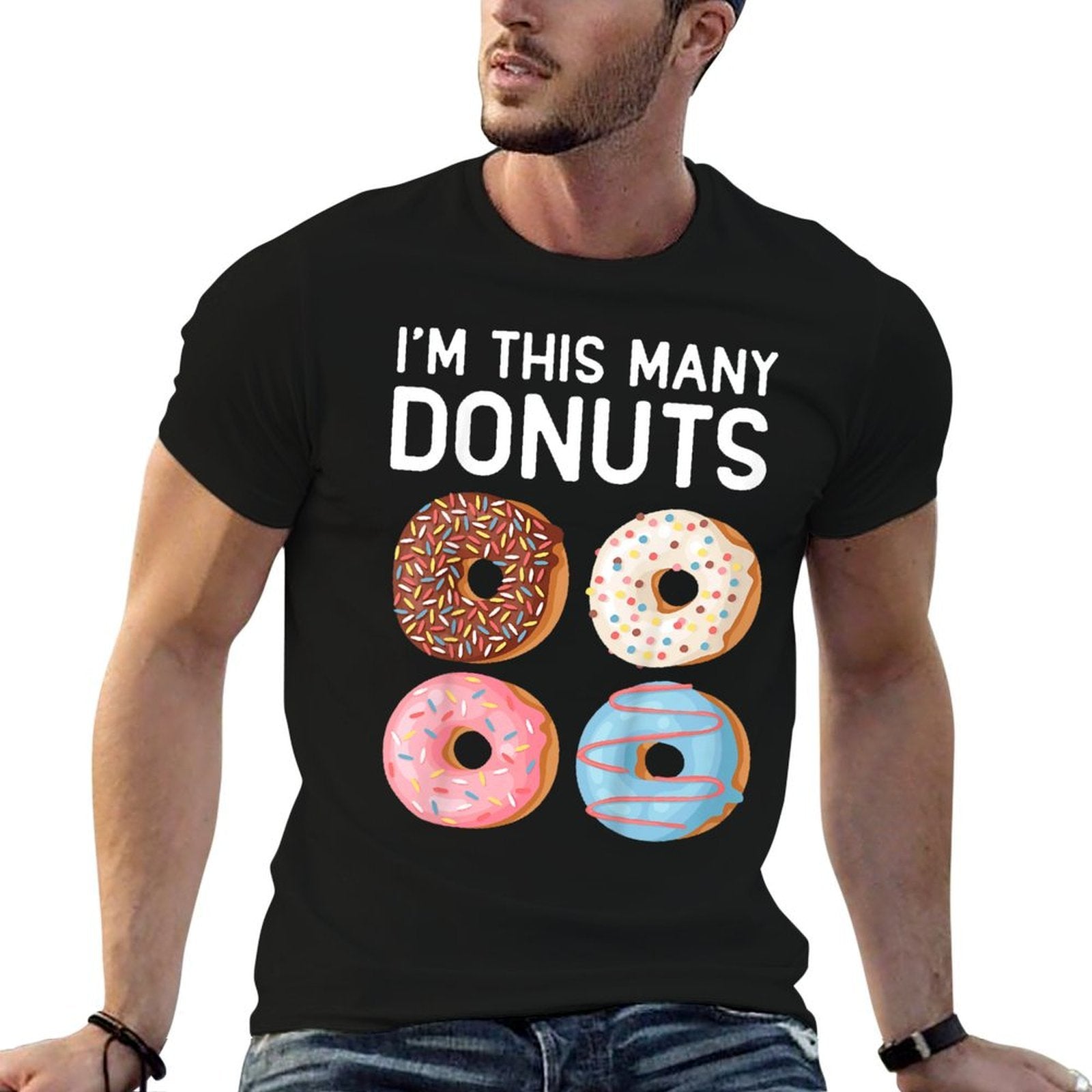 Cute Donut 4th Birthday I'm This Many Donuts 4-Year-Old  Eco-friendly Material T-Shirt