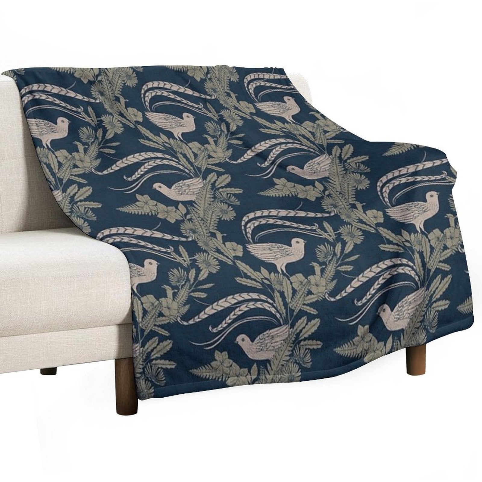 Lyrebird Garden Plush Throw Blanket