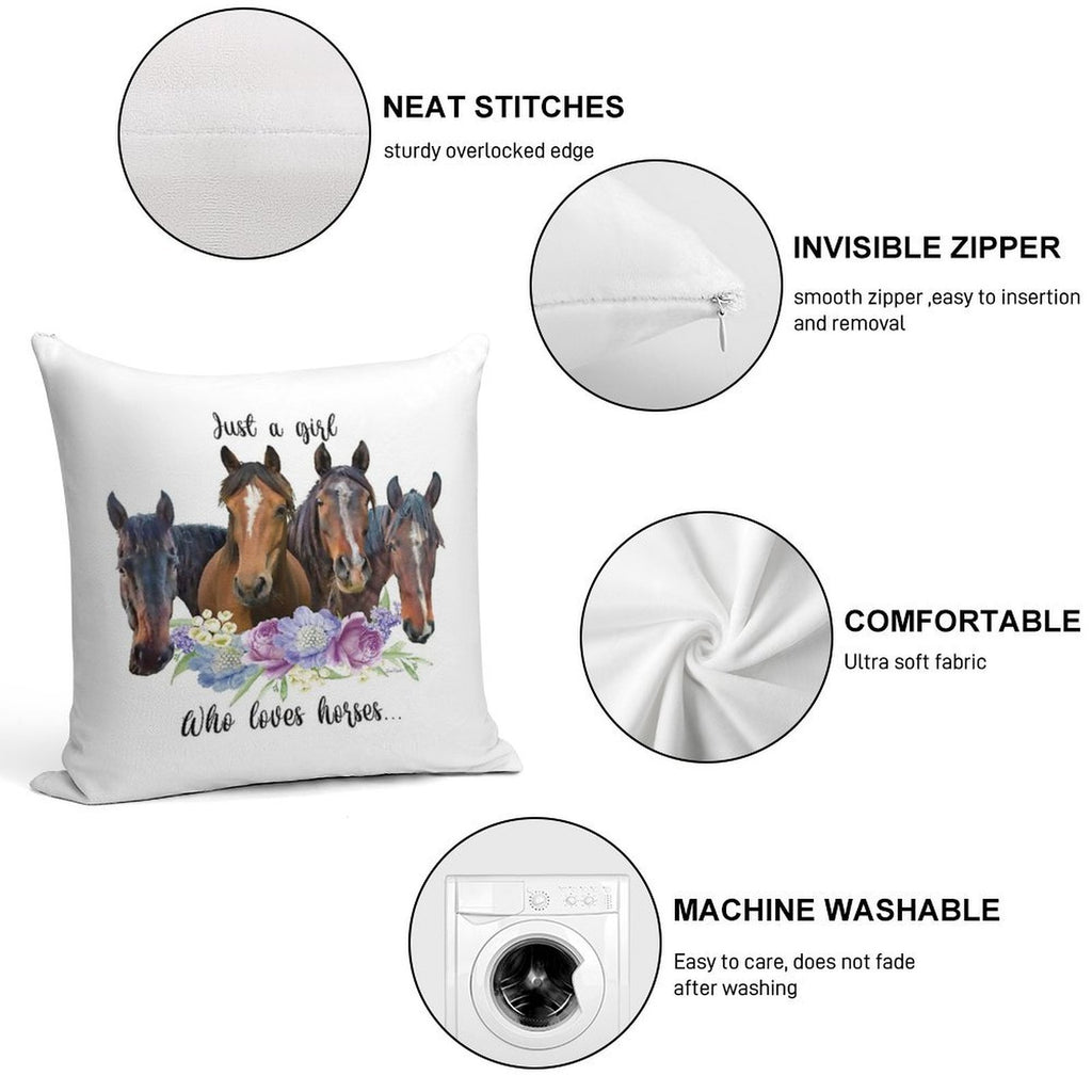 Just A Girl Who Loves Horses A Soft Warmth Comfort Throw Pillow