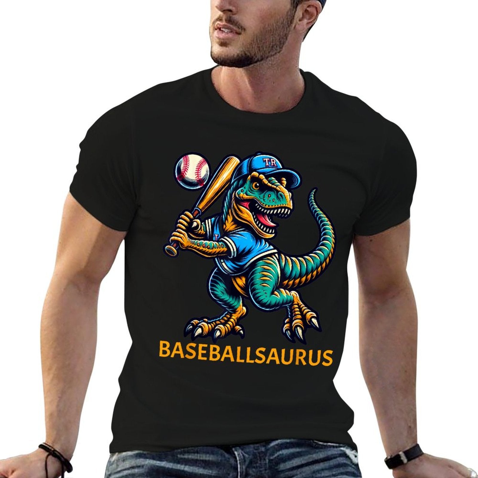 Funny Baseball Dinosaur Baseballsaurus T-Rex Baseball  High-quality Stitching T-Shirt