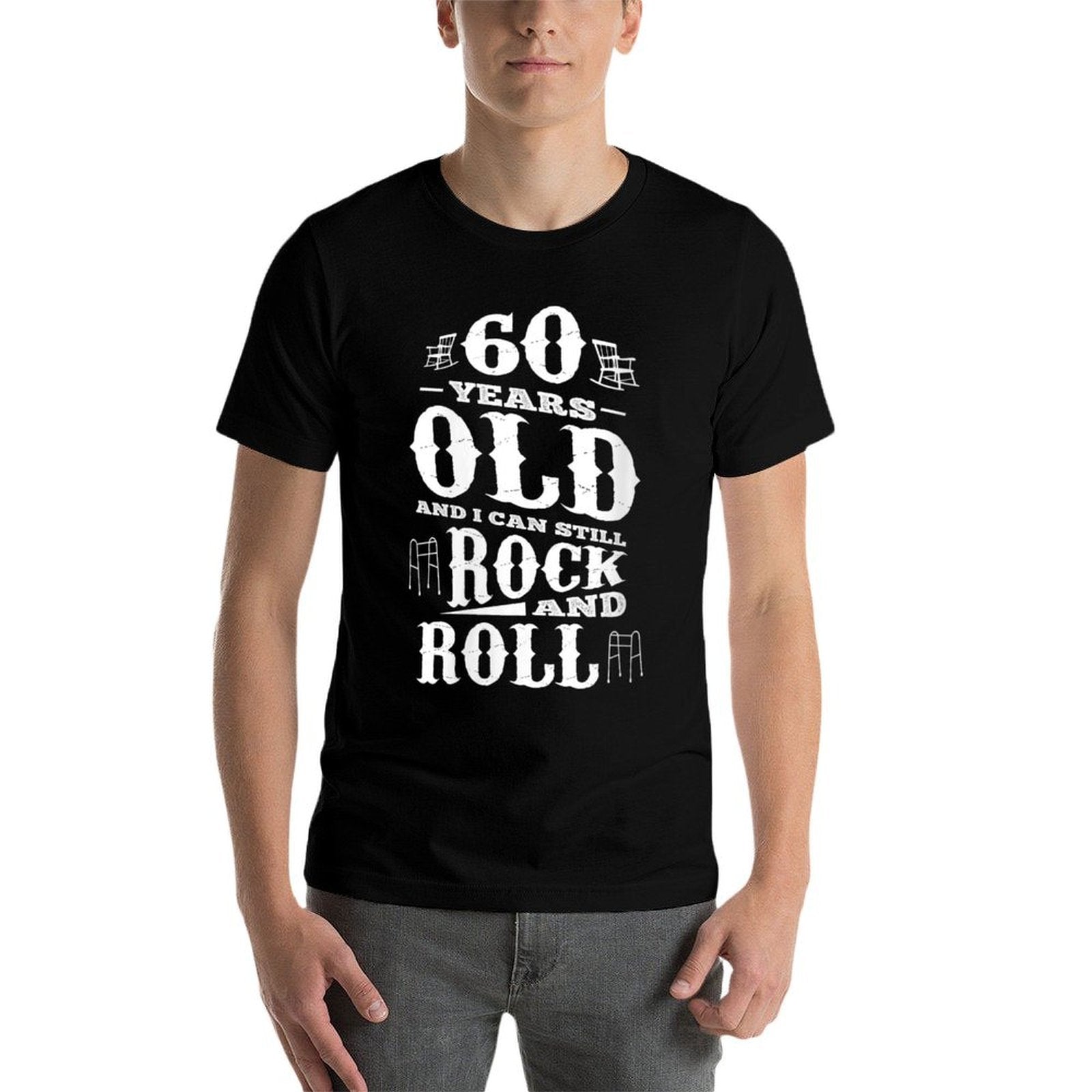 Womens 60 Years Old And I Can Still Rock And Roll 60th Birthday  Ribbed Collar T-Shirt