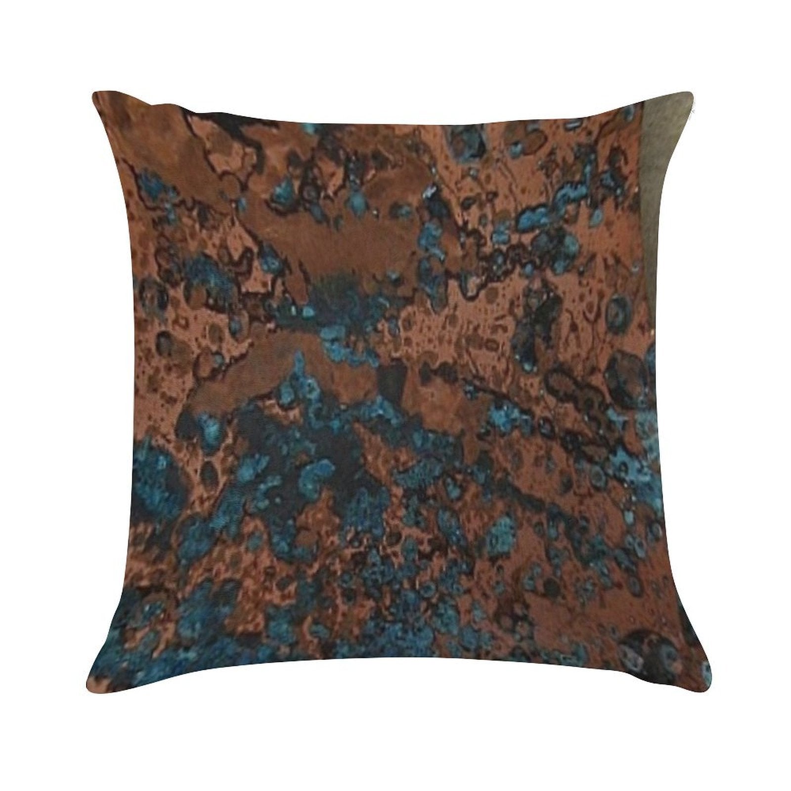 Brown Blue Copper Rust Soft Skin-Friendly Throw Pillow