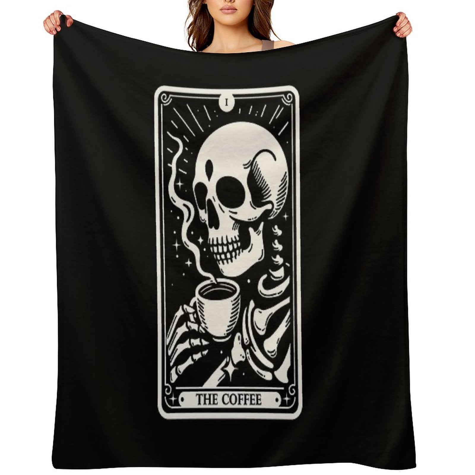 The Coffee Tarot Skul Sustainable Throw Blanket
