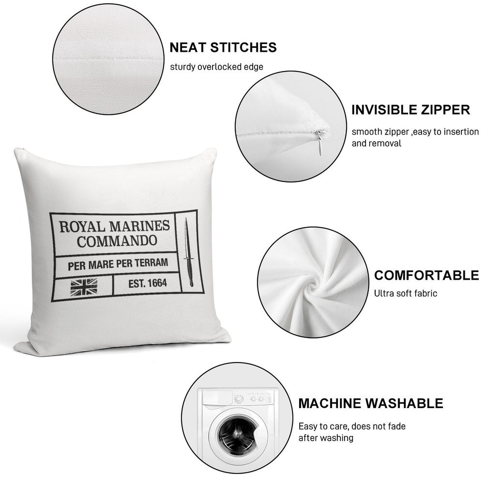 Royal Marines Commando Moto Per Mare Per Terram Soft Anti-Pilling Throw Pillow