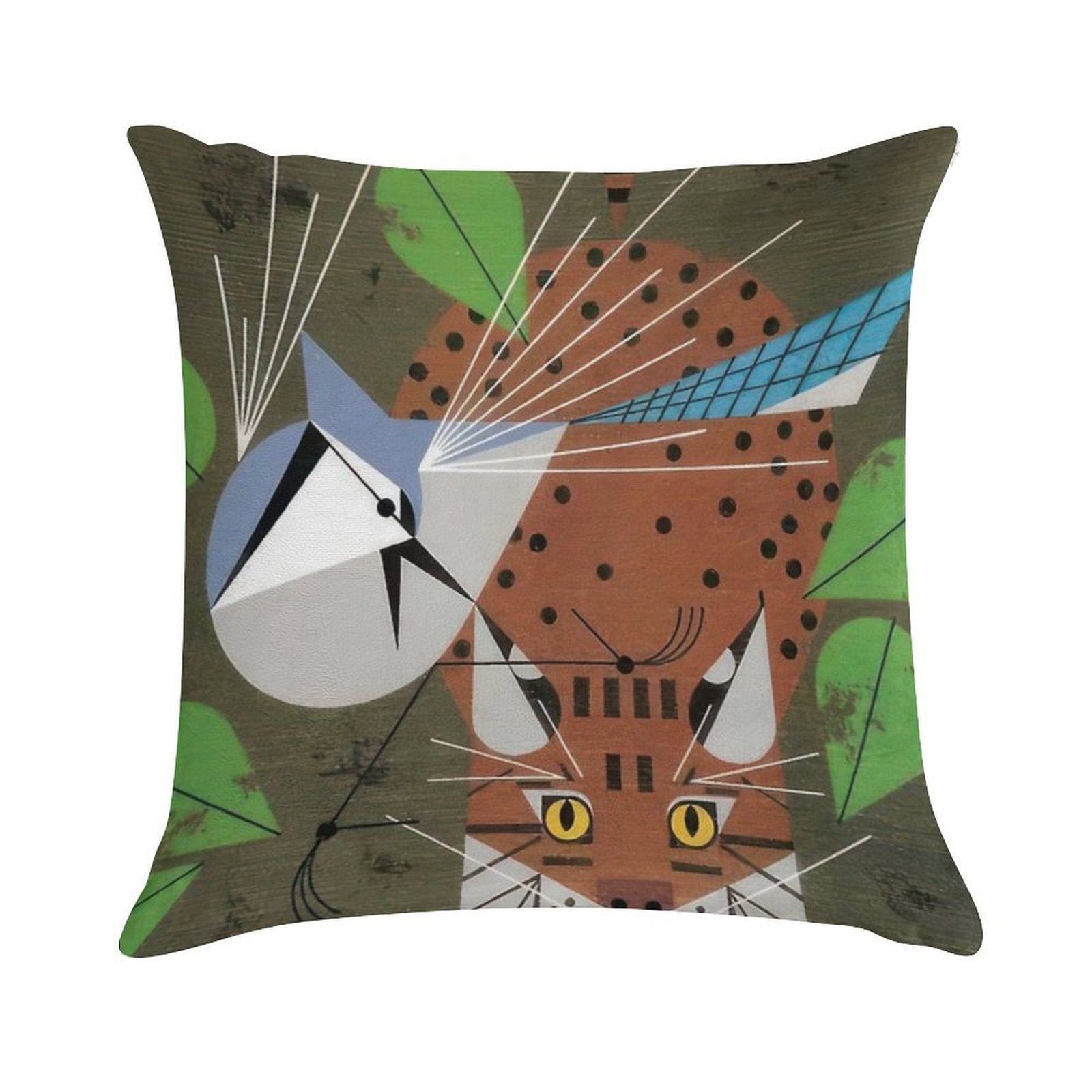 Charley Harper Style Soft Reinforced Edging Throw Pillow