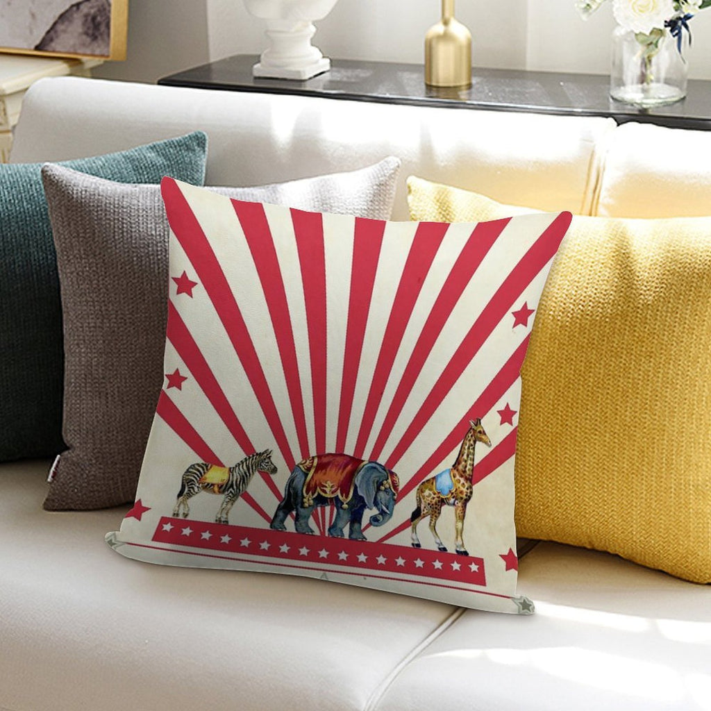 Vintage Circus Animals Soft Hidden Zipper Throw Pillow