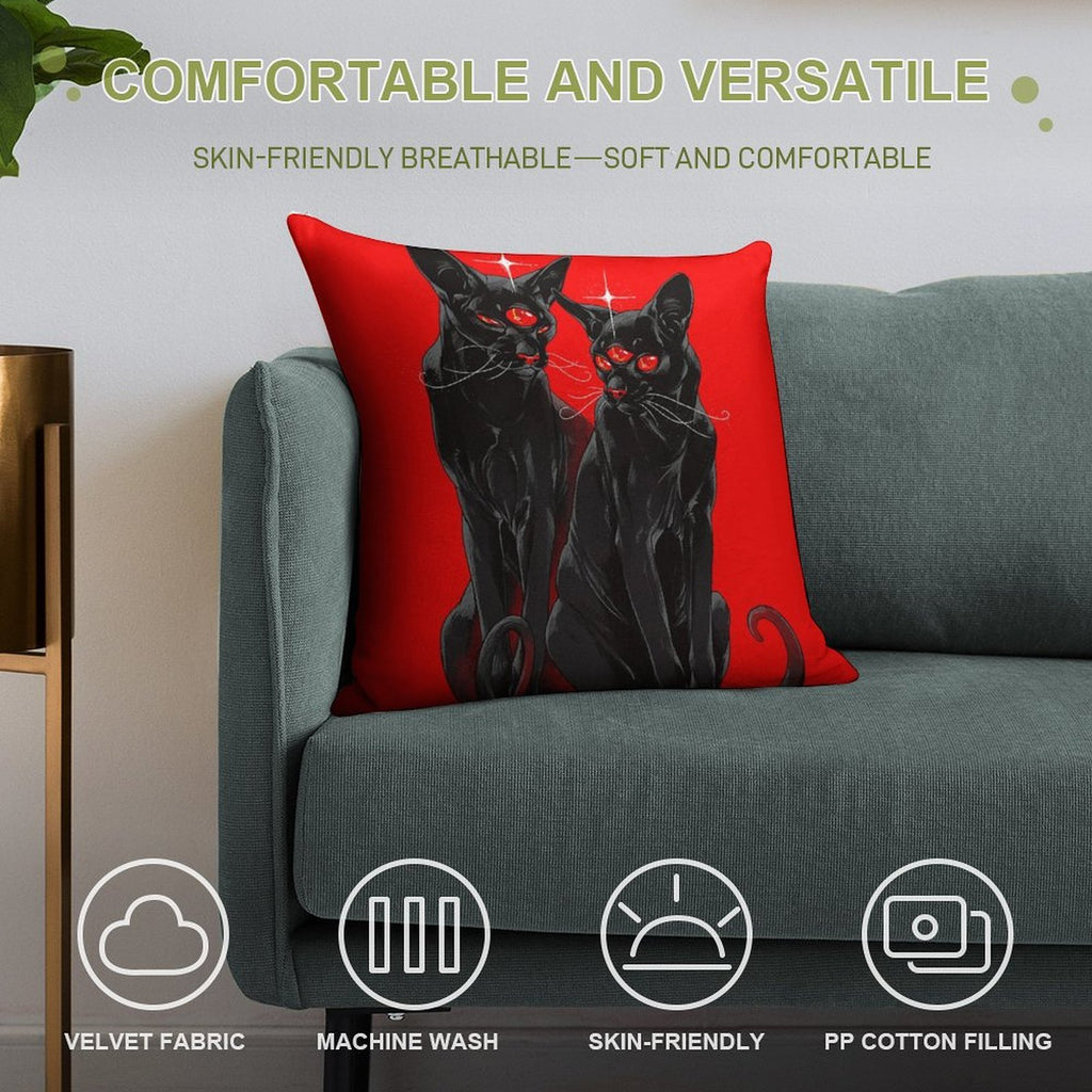 Fortune Sphinx Cats Soft Skin-Friendly Throw Pillow