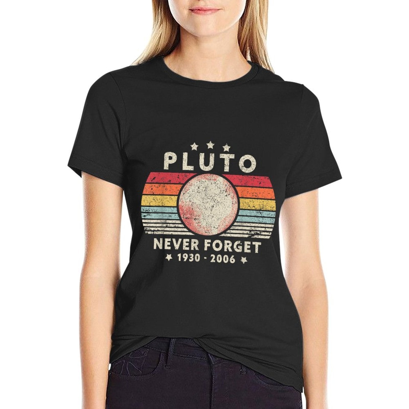 Never Forget Pluto. Retro Style Funny Space Science  Heathered Texture T-Shirt
