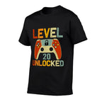 Level 20 Unlocked 20 Years Old Gaming Lover 20th Birthday  Tagless Design T-Shirt
