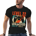 Vintage Gamer 22nd Birthday Level 22 Unlocked Birthday  Durable T-Shirt
