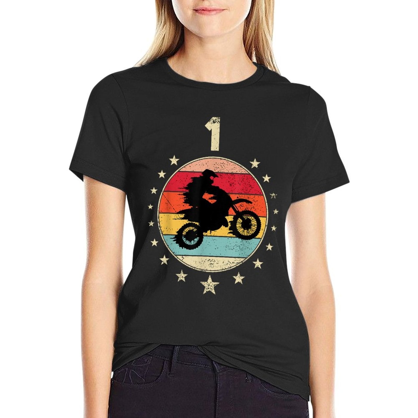 1 Year Old Birthday Motorcycle Bike Boy Girls 1st B-Day Age  High-quality Stitching T-Shirt