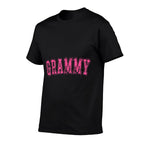 GRAMMY Distressed Simple Jersey Lettering Trendy Hot Pink  Tagless Design T-Shirt